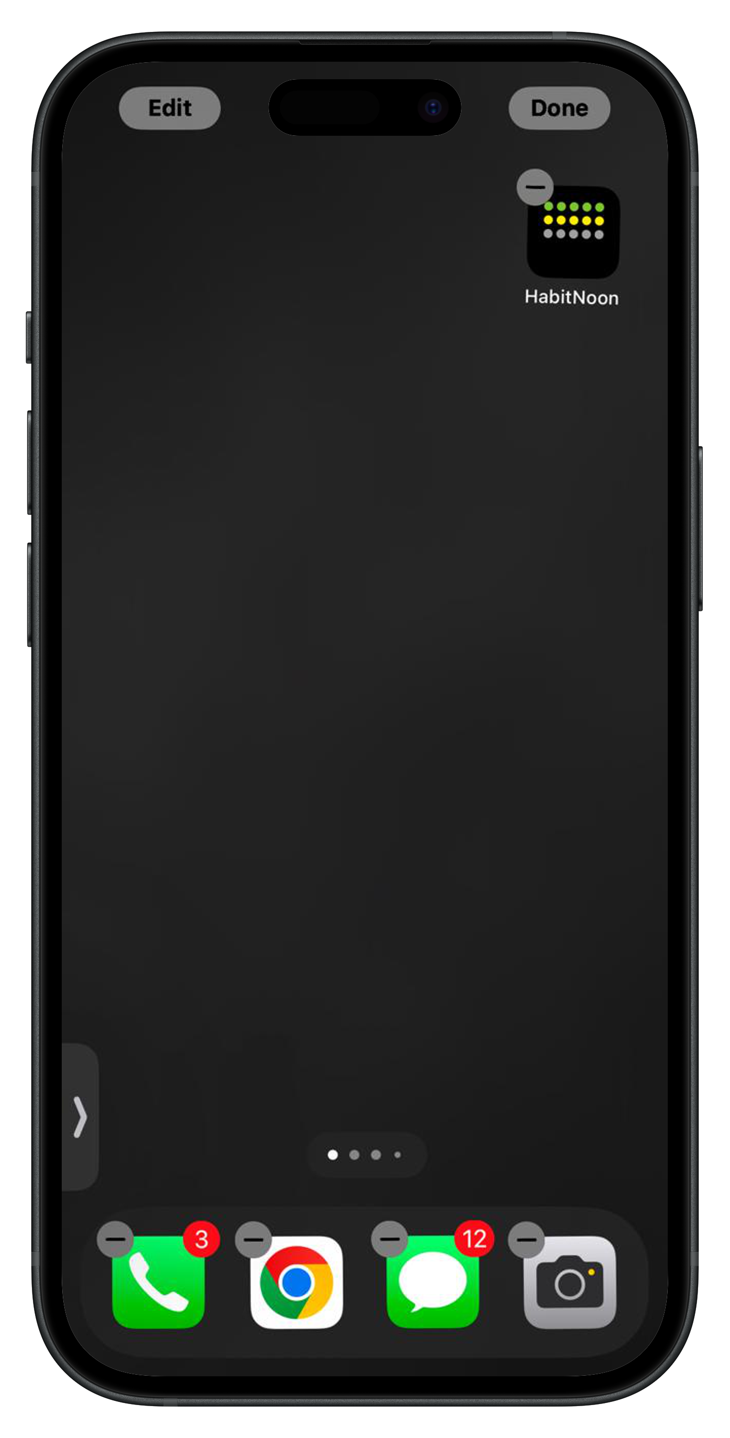 Long pressing on home screen